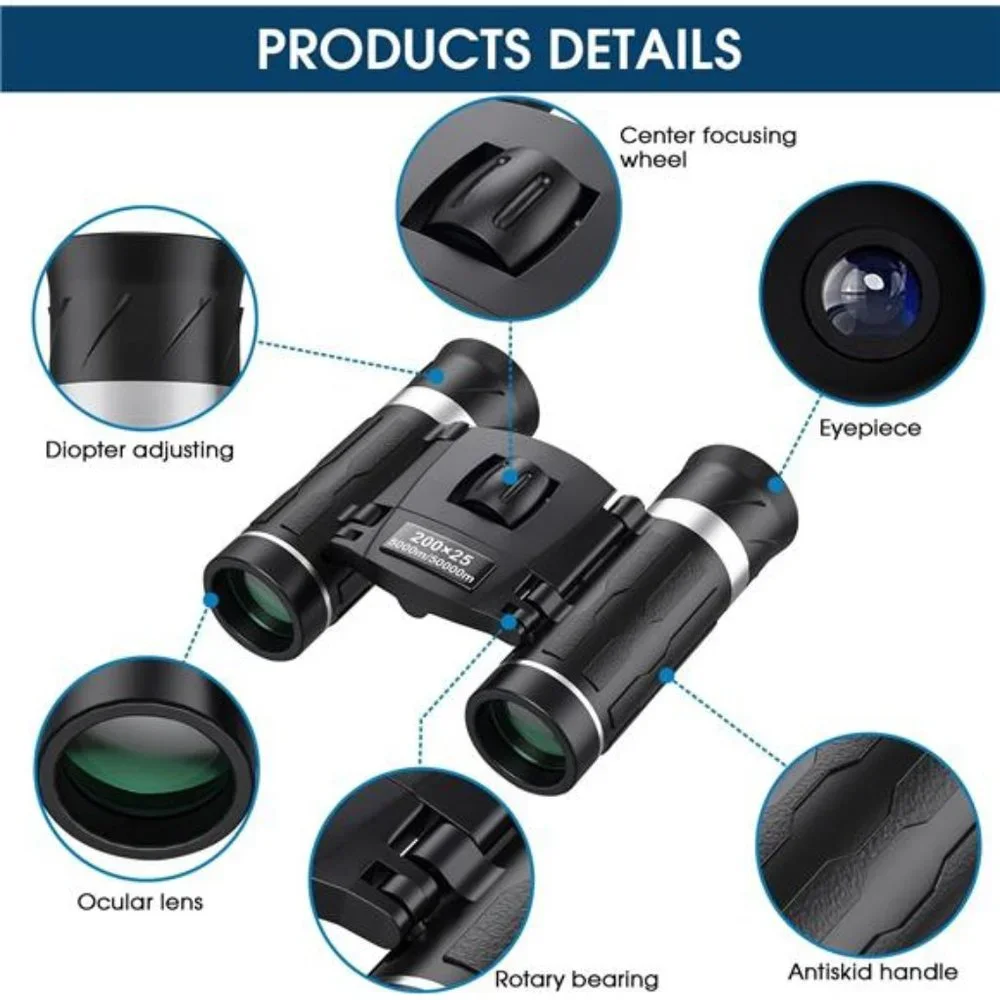 200x25 High Powered Mini Pocket Binoculars, Waterproof - Multi-use